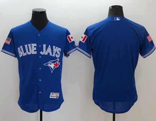 Blue Jays Blank Blue Fashion Stars & Stripes Flexbase Authentic Stitched MLB Jersey - Click Image to Close